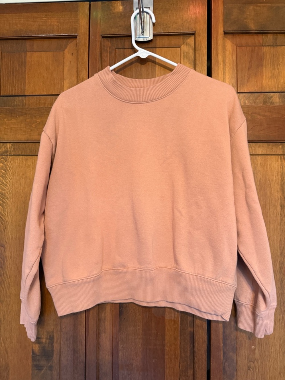 a new day Blush Pink/Nude Ribbed Neck Crewneck Pullover